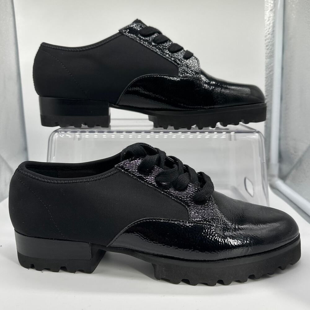 Donald Pliner Elee Lug Sole Platform Oxford Shoes Lace Up Black Leather Sz 8.5 - Picture 2 of 12
